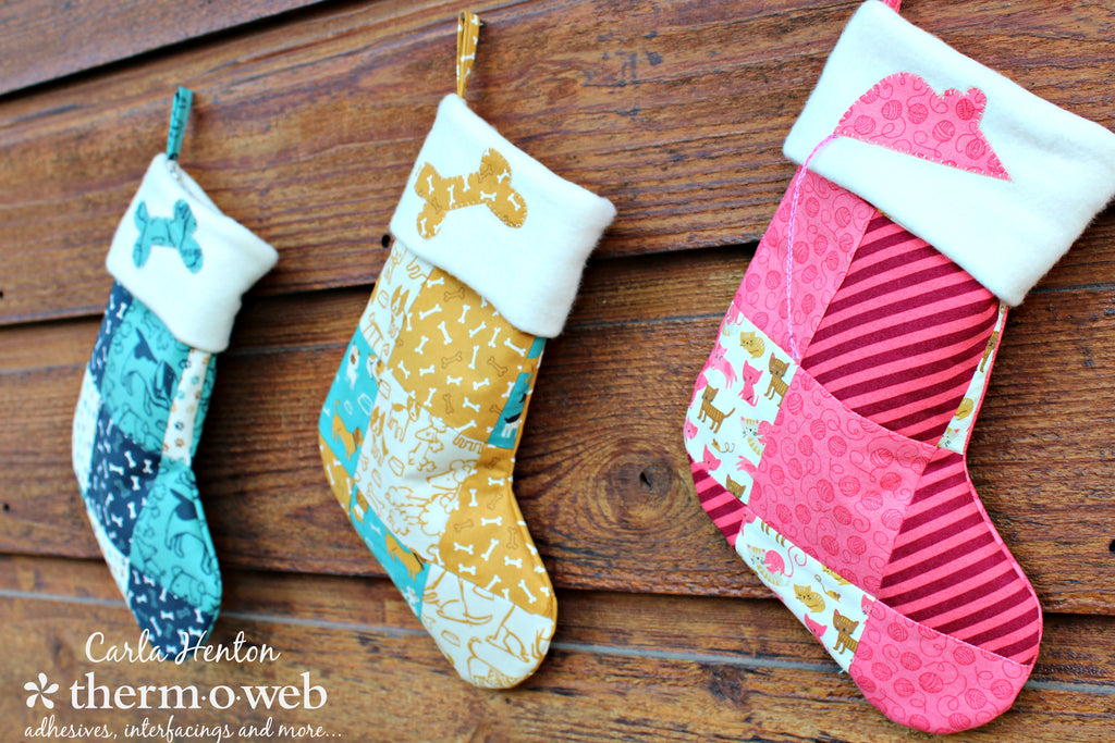 Woof Woof Meow Christmas Pet Stockings with Fusible Fleece