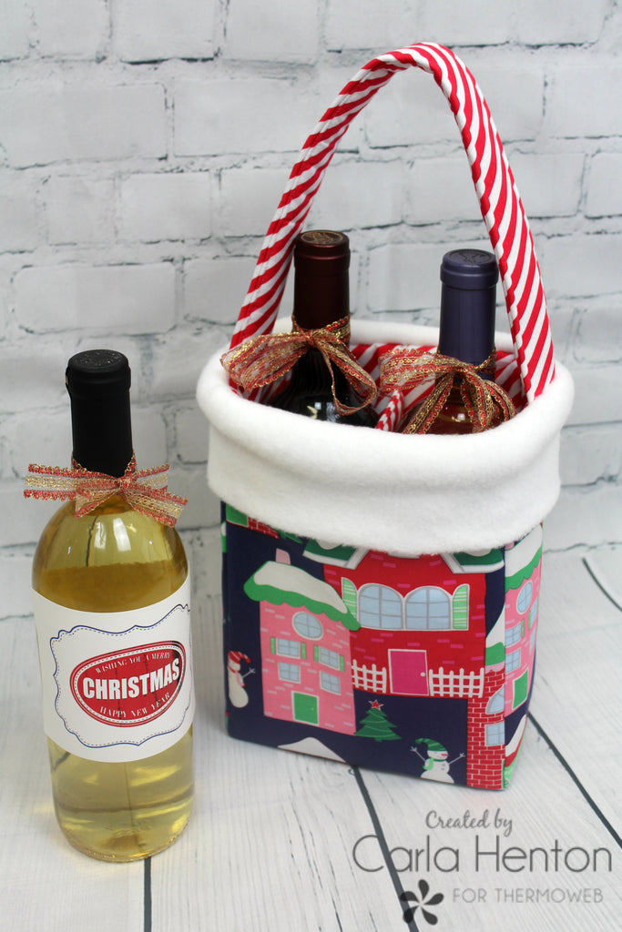 Two Bottle Holiday Wine Tote with HeatNBond Interfacing