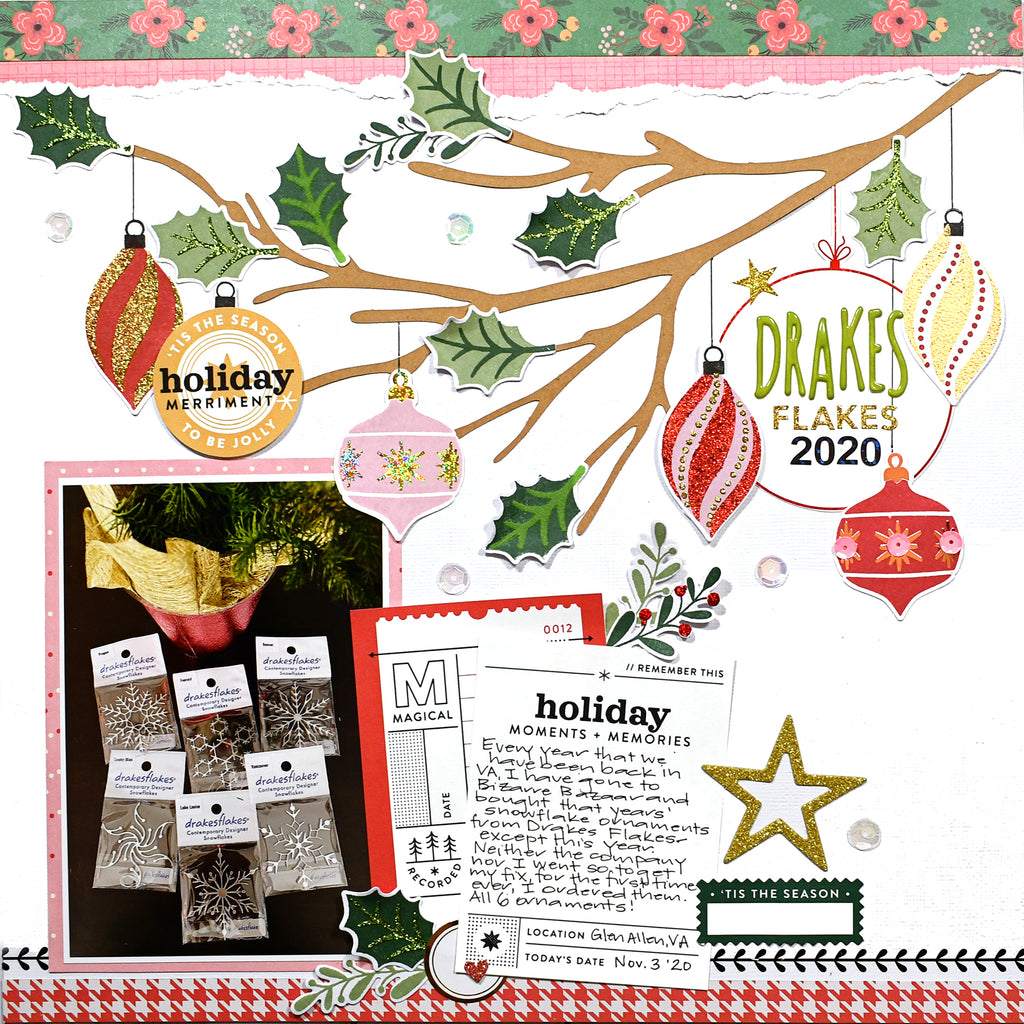 Festive Holiday Ornament Scrapbook Layout with Gina K. Designs