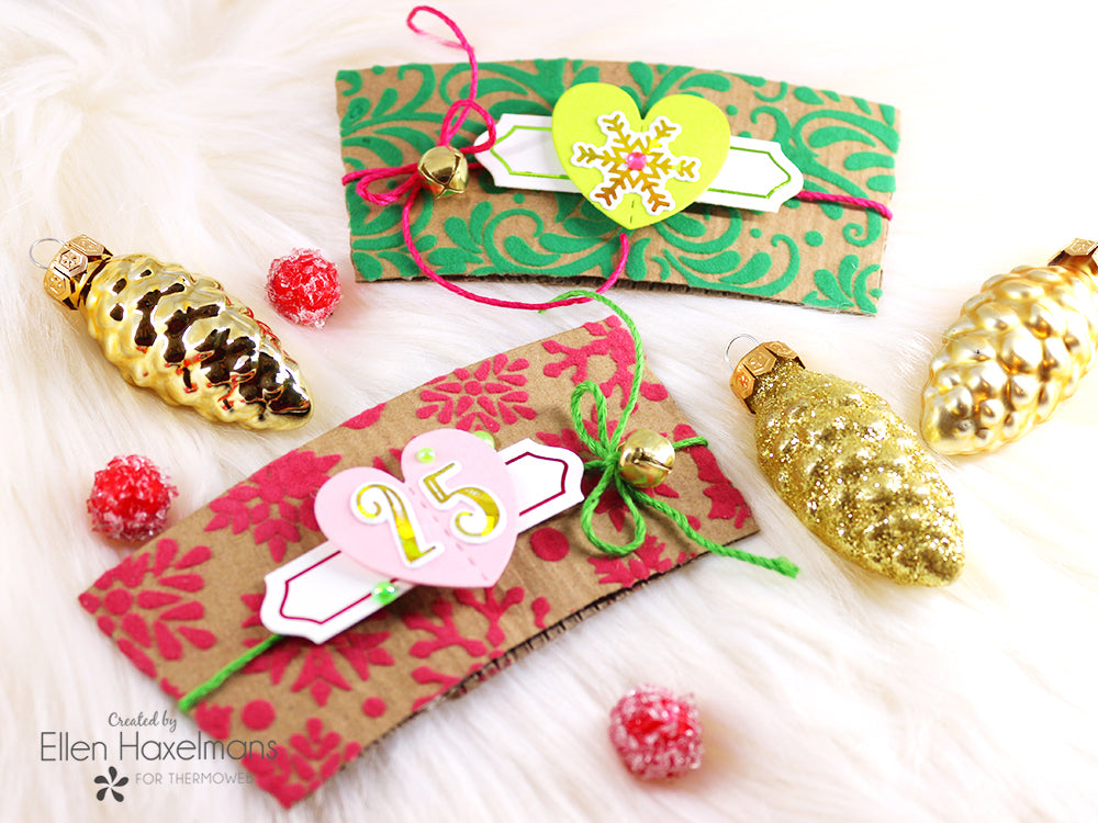 Holiday Inspired Coffee Sleeves with Deco Foil and Flock Transfer Sheets