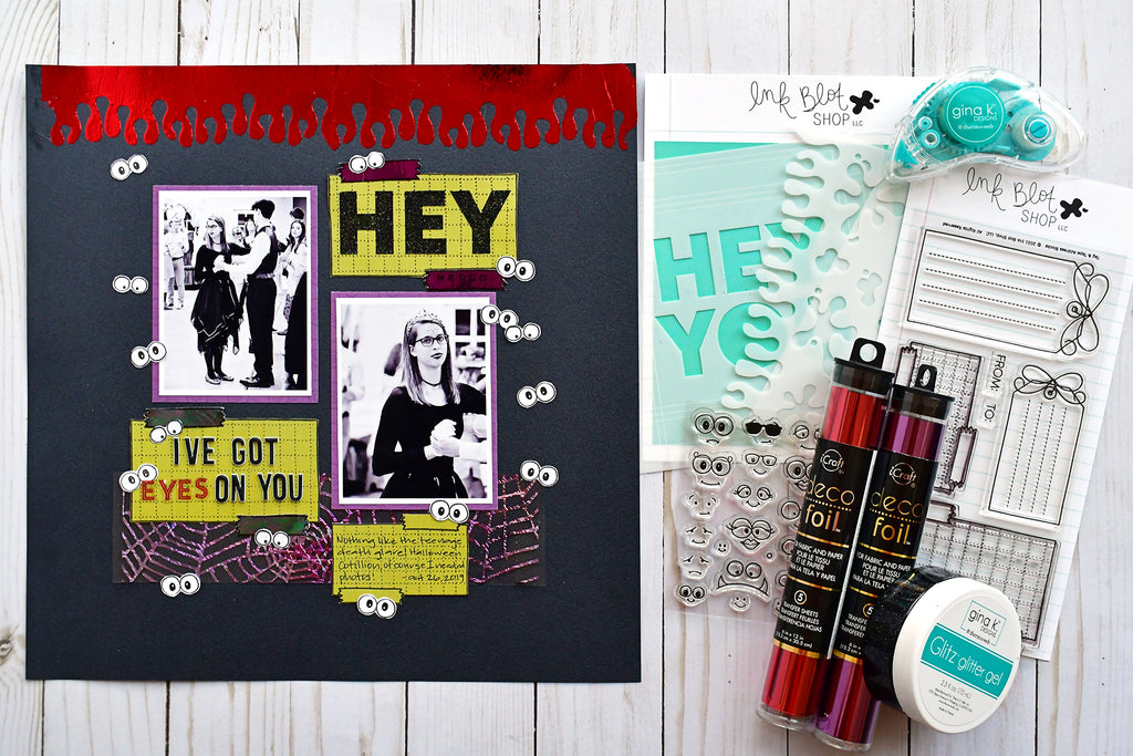 Eyes On You Scrapbook Layout with Deco Foil and Ink Blot Shop
