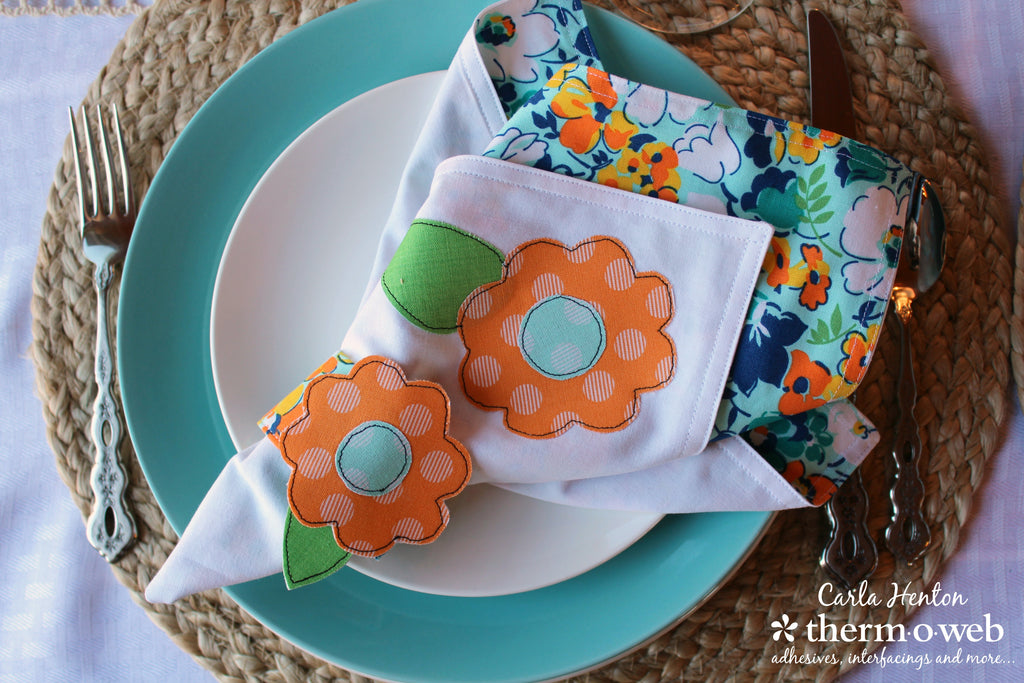 Sew Spring Bloom Napkins and Napkin Rings with HeatnBond Interfacing