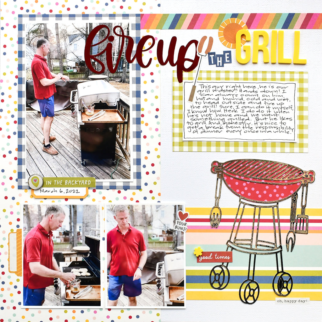 Fire Up the Grill Scrapbook Layout with Deco Foil