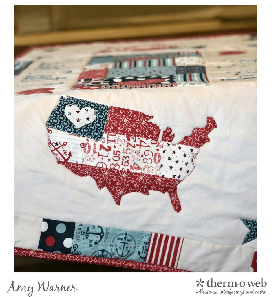 USA Map Patriotic Pieced Applique Technique