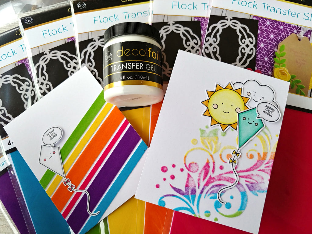 Let's Go Fly A Kite Card with Deco Foil Flock Transfer Sheets