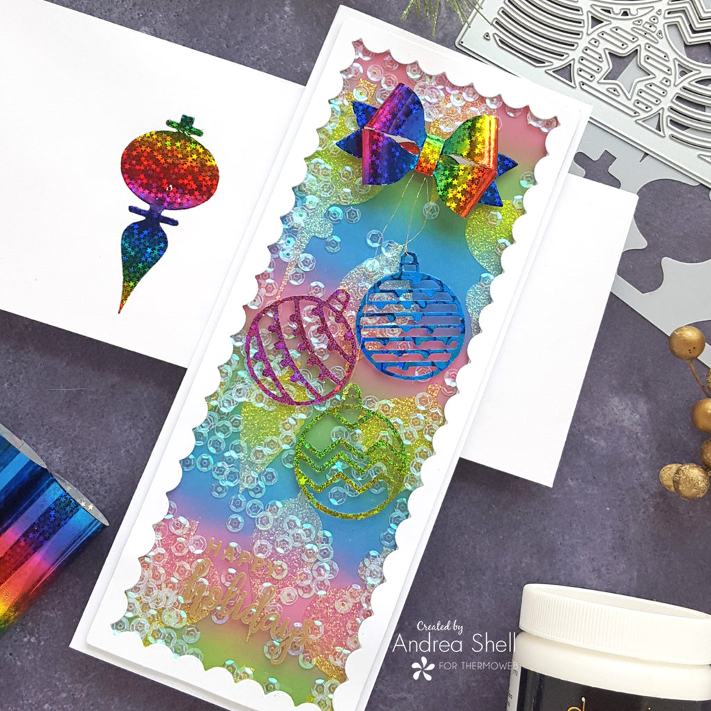 Rainbow Holiday Shaker Card with Brutus Monroe and Deco Foil