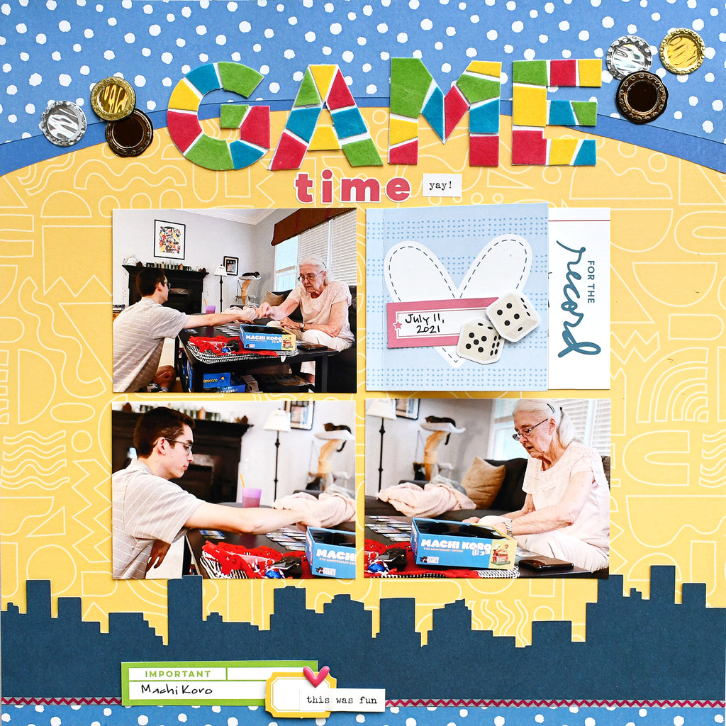 Game Night Scrapbook Layout with Deco Foil Flock