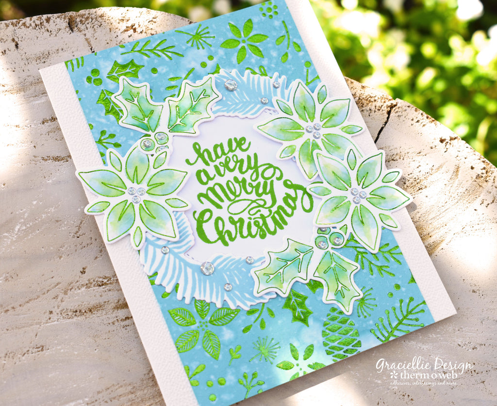 Foiled Christmas Wreath Card with Gina K. Designs