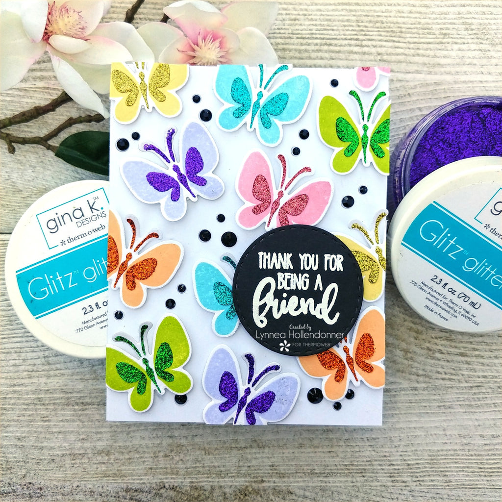 Create a Colorful Petals and Wings Card with Glitz