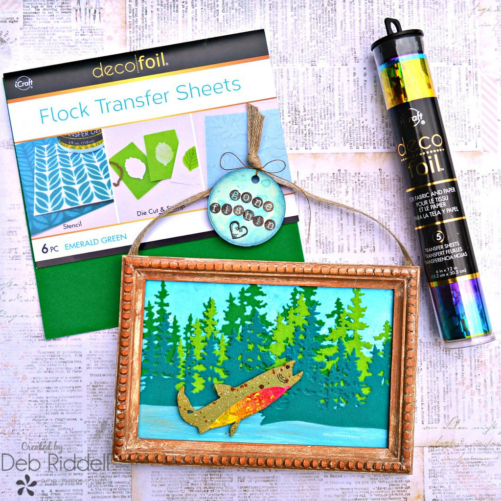 Gone Fishin' Frame With Deco Foil Flock