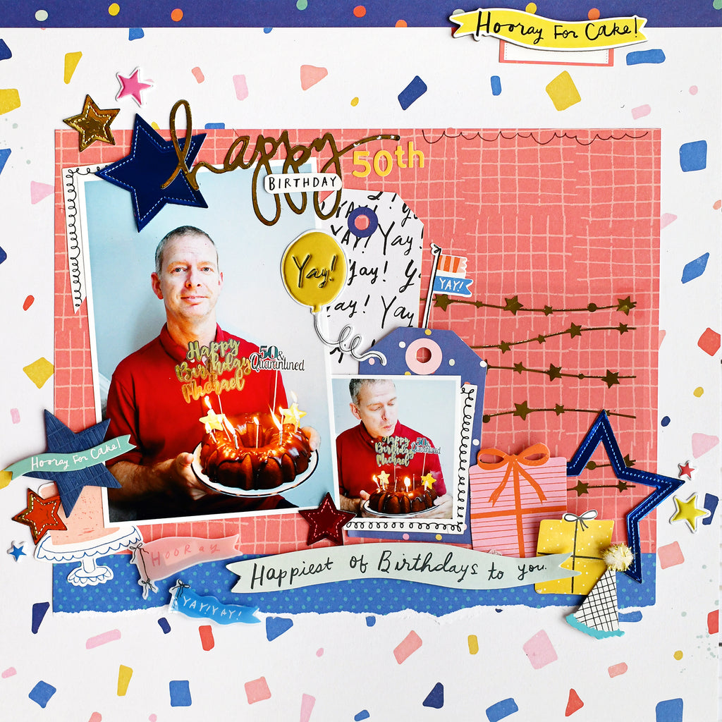 50th Birthday Scrapbook Layout with Deco Foil
