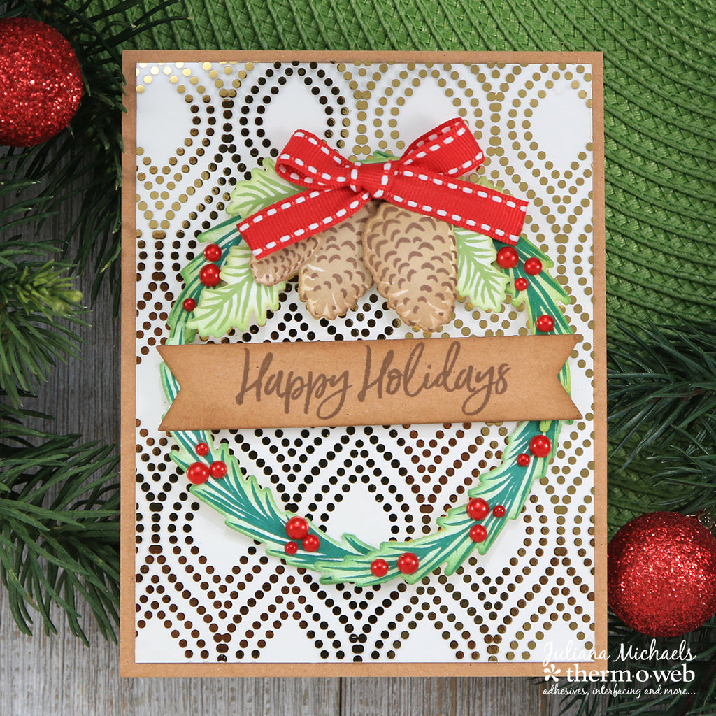 Happy Holidays Deco Foil Wreath Card
