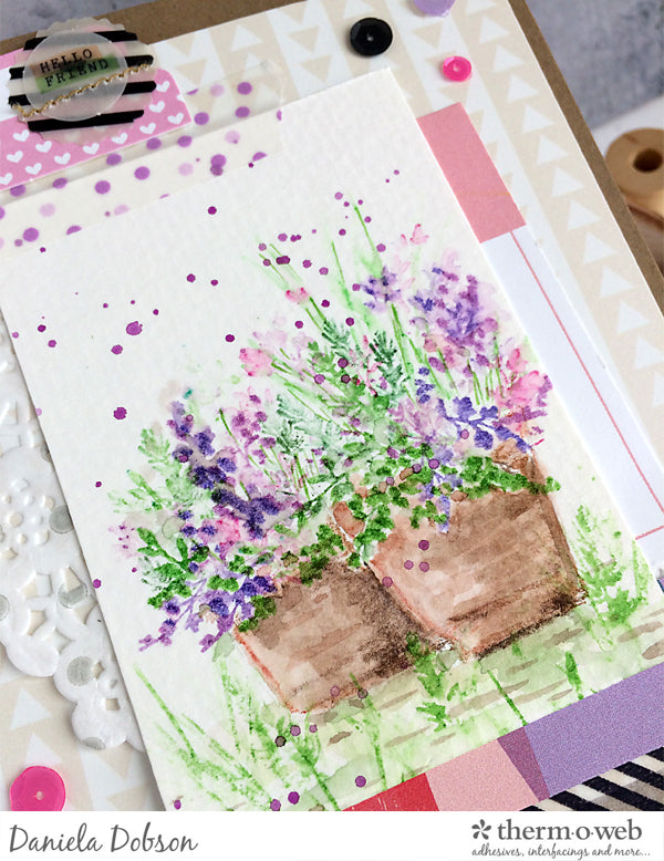 Hello Friend Watercolor Spring Card with Art Impressions