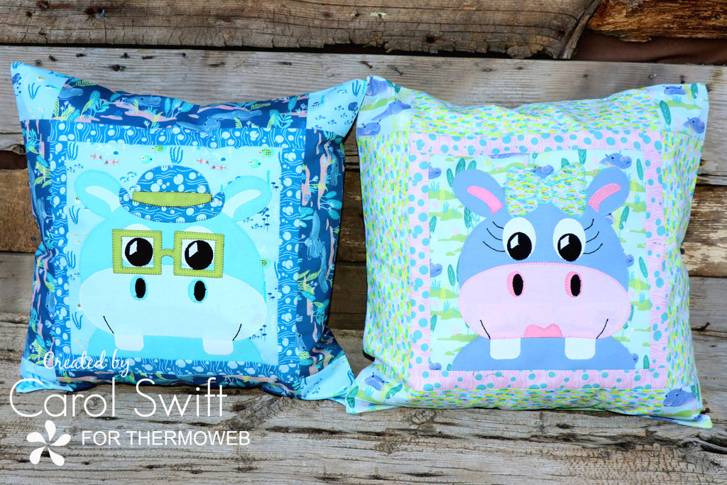 Blend Fabrics Congo Hippos Applique Pillows