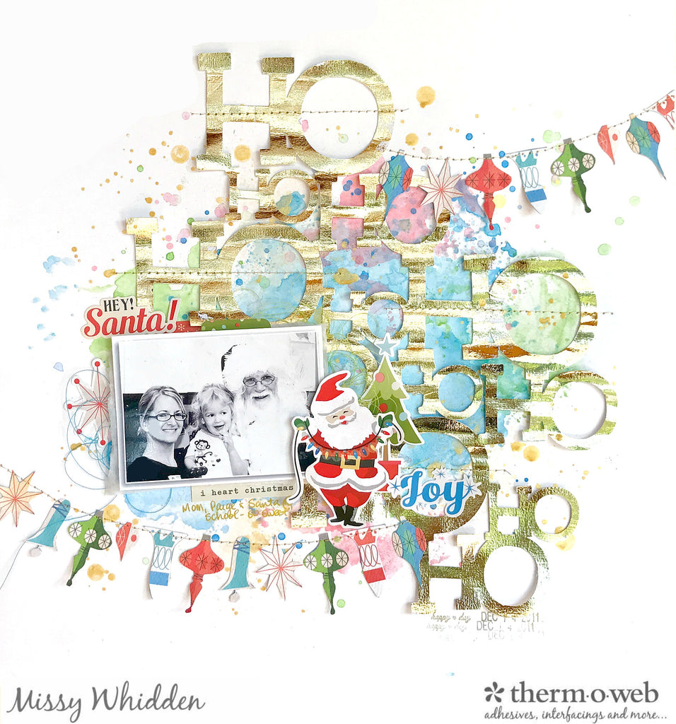 Holiday Deco Foil Ho Ho Ho Mixed Media Layout
