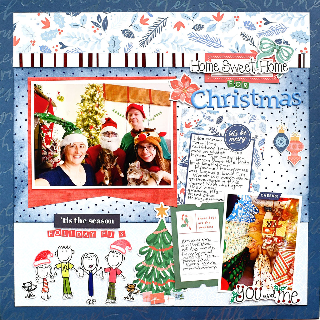 Home Sweet Home for Christmas Scrapbook Page with Laura Kelly Stamps