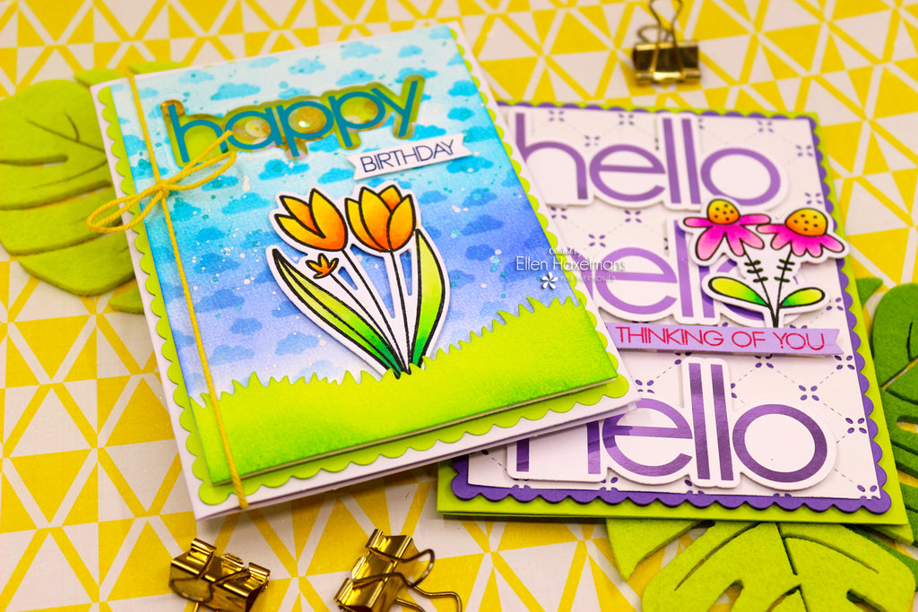Hello and Happy Birthday Cards with NEW Deco Foil Adhesive Transfers week