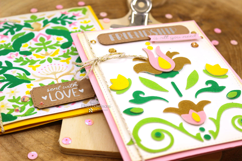 Flocked Flower Cards with Deco Foil