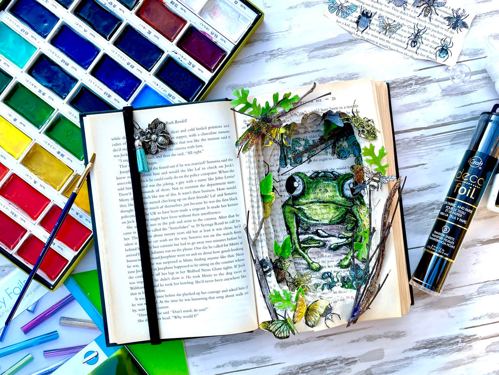 Deco Foil Flock Dimensional Frog Mixed Media Book