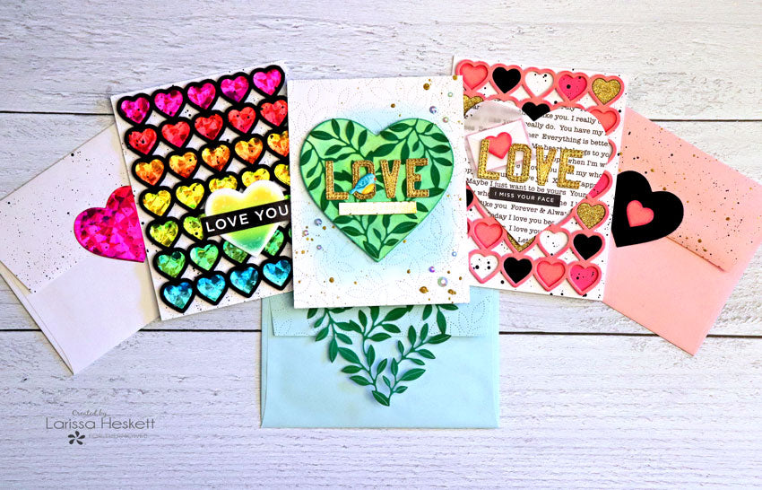 Valentine Cards and Envelopes with Deco Foil, Flock, Metallix and Glitz!!