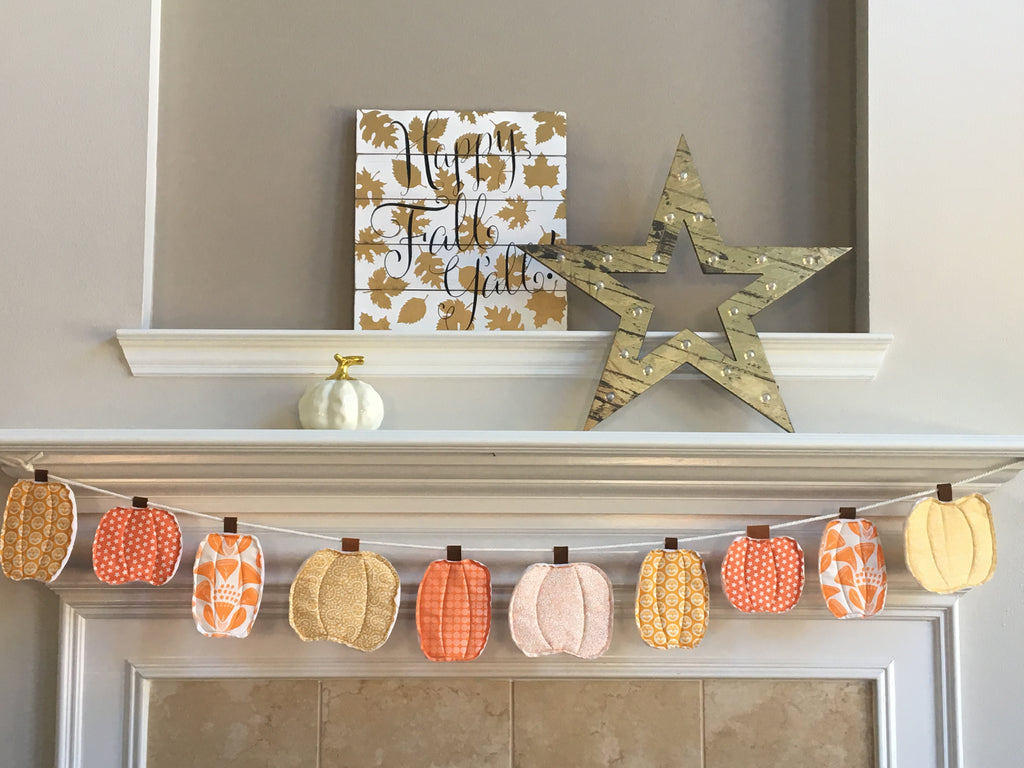 Colorful Fabric Fall Pumpkin Banner