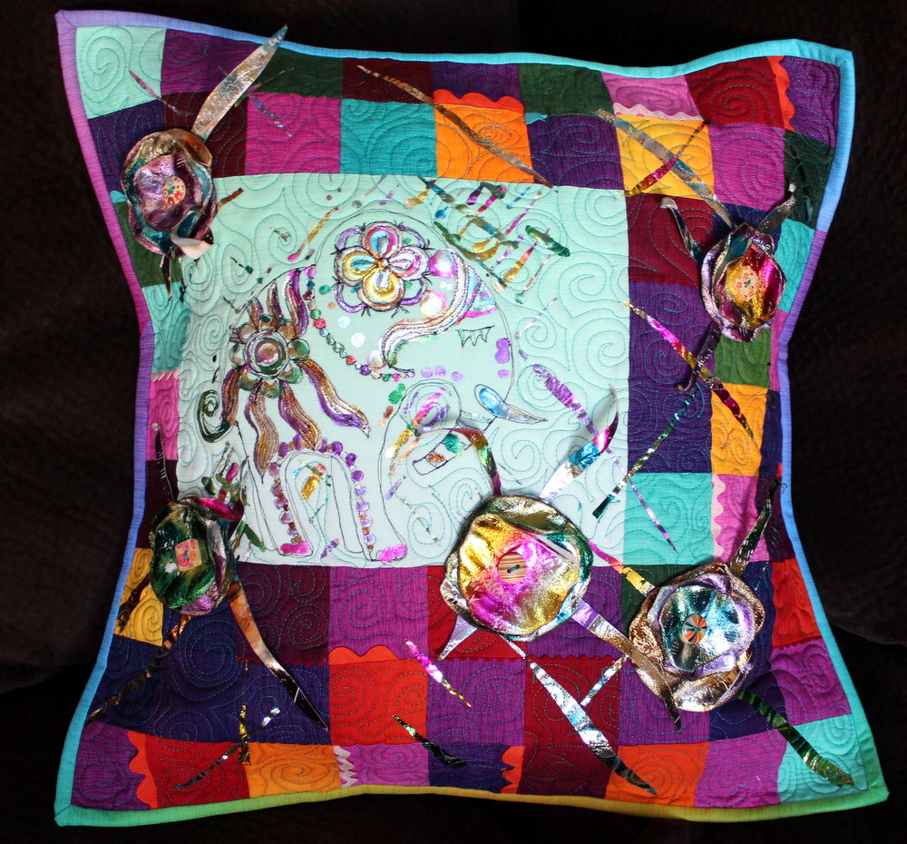 Foiled Elephant Pillow - A Mixed Media Project