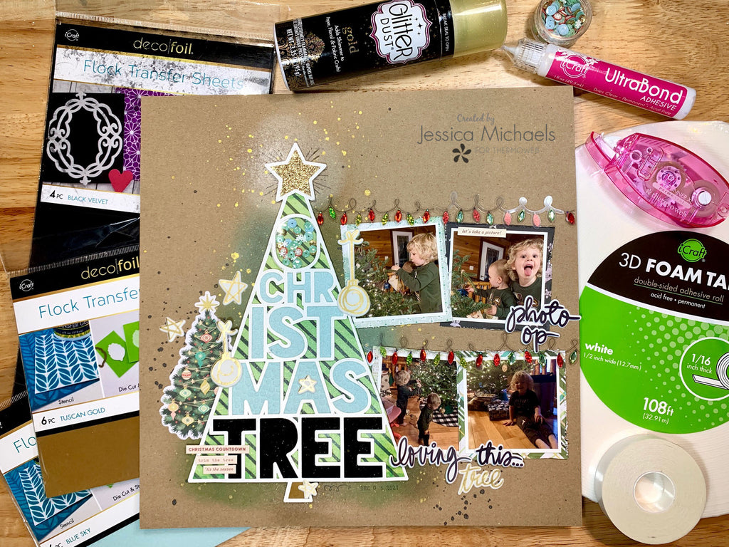O Christmas Tree Scrapbook Layout with Deco Foil Flock