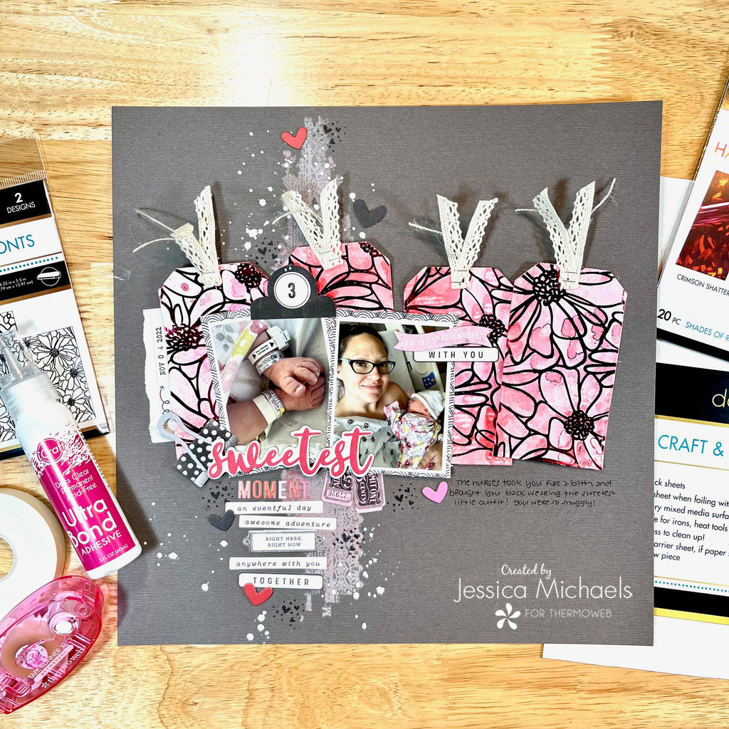 Scrapbook Layout with NEW Deco Foil Toner Card Fronts and Color Harmony Foils