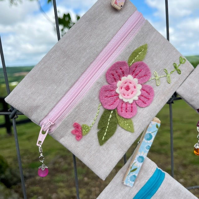 Embroidered Zipper Pouches with Benzie Design Felt