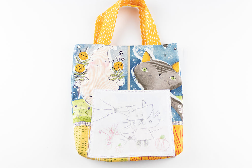 Kid's Artwork Trick or Treat Bag Halloween Using HeatnBond Inkjet Transfer Sheets