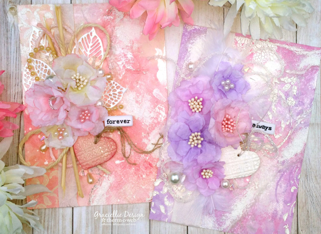 Shabby Chic Backgrounds and Handmade Flowers with Mixed Media Sheets