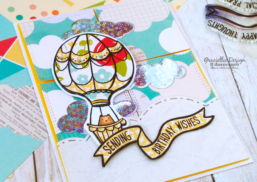 Waffle Flower - Stitched Tile Sky Card Background with Therm O Web