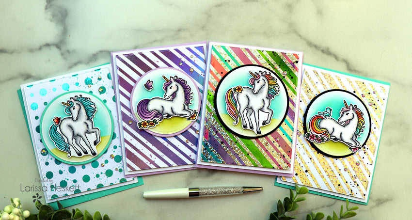 Unicorn Cards with Deco Foil Toner Card Fronts and Miss Ink Stamps!!