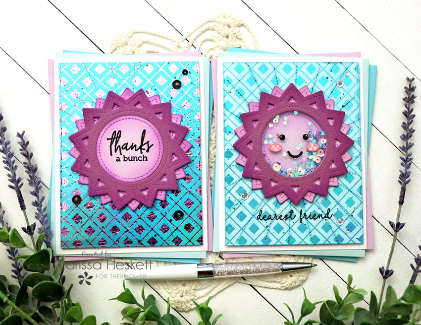 A Set of Sunny Cards using Positive and Negative Deco Foil Card Fronts!!