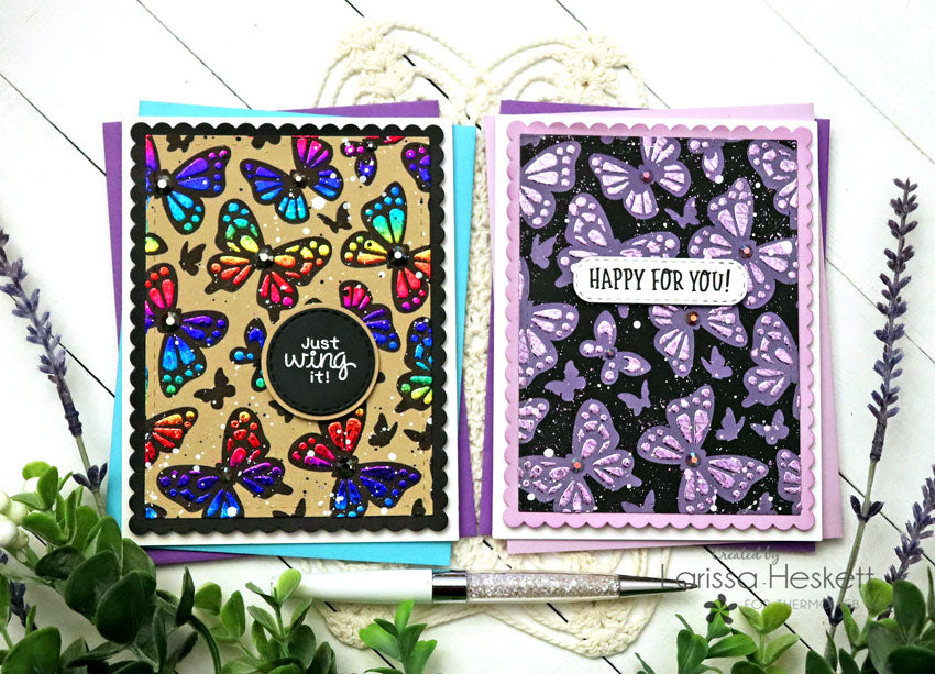 Stenciled Butterfly Card Set using Deco Foil Favorites!!