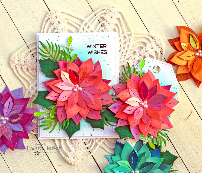 Winter Fairytale Foil Poinsettia Card and Gift Tag!!