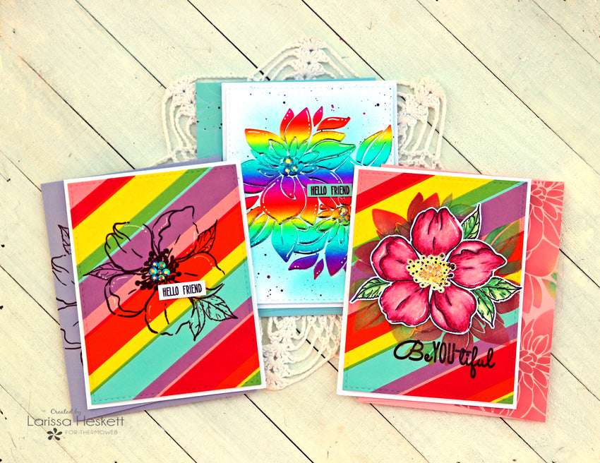 BeYOU`tiful Rainbow Floral Cards with Ink on 3!!