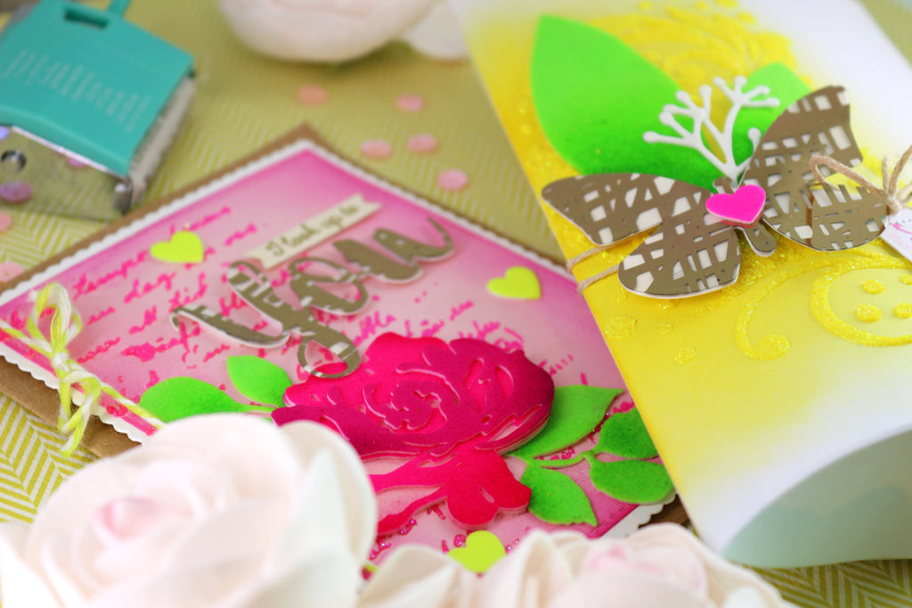 Electro-Pop Elegant Neon Flower Card and Gift Box