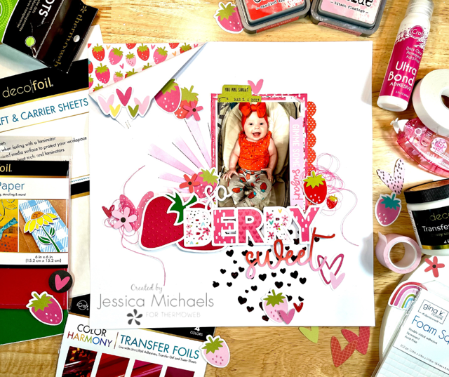 So Berry Sweet Scrapbook Layout with Duo Gel/Plush Papers/Color Harmony Foils