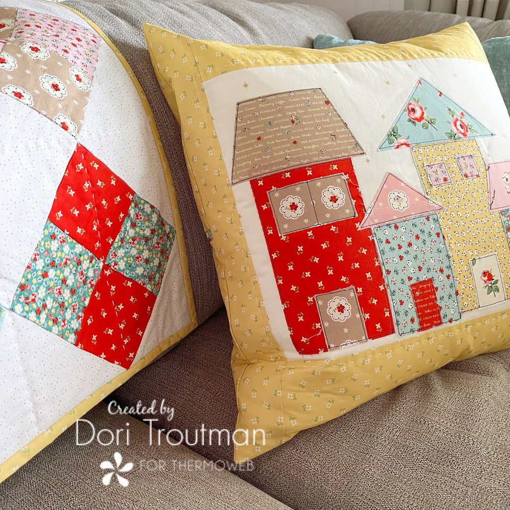 Little House Village Throw Pillow