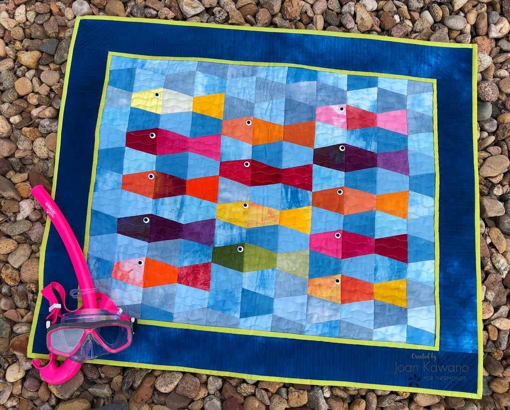 Here Fishy Fishy Colorful Mini Quilt with SpraynBond Basting Spray
