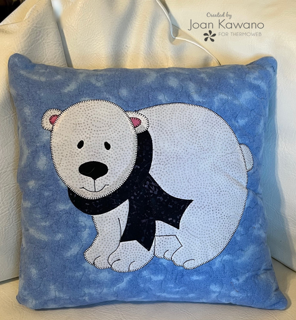 Wintery Polar Bear with a Twist Fabric Pillow