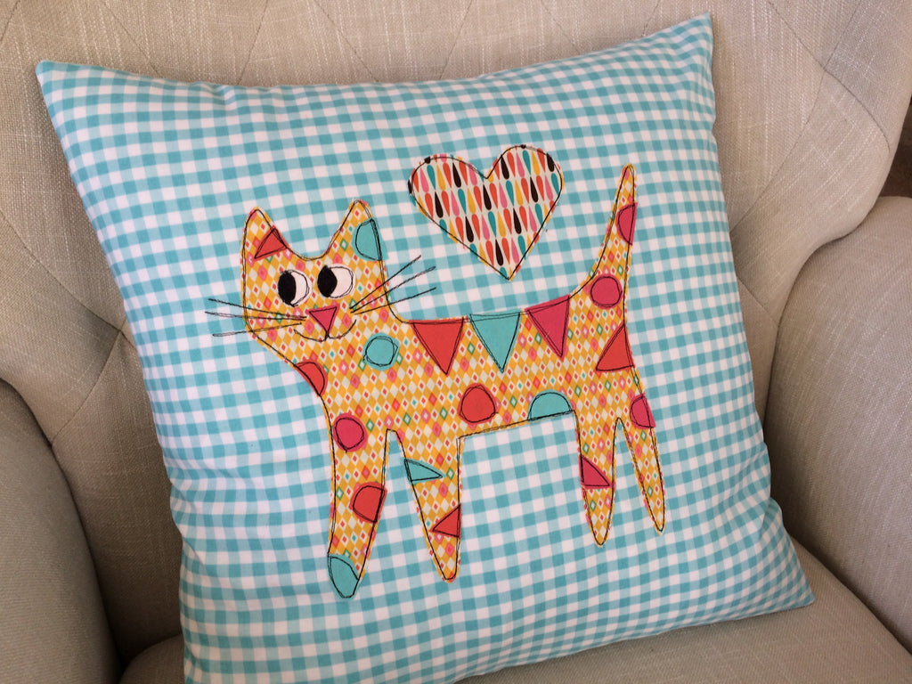 Whimsical Cat Pillow Featuring EZ Print Sheets