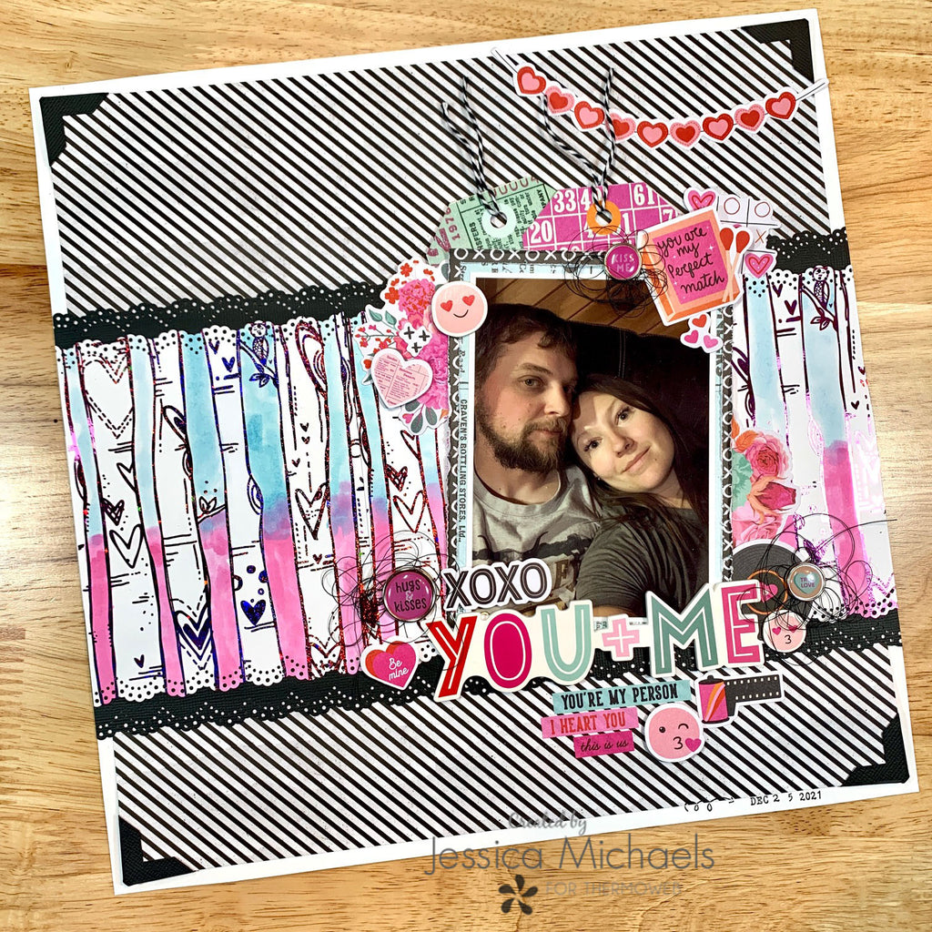 You and Me Scrapbook Layout with Deco Foil and Heart Trees Toner Card Fronts