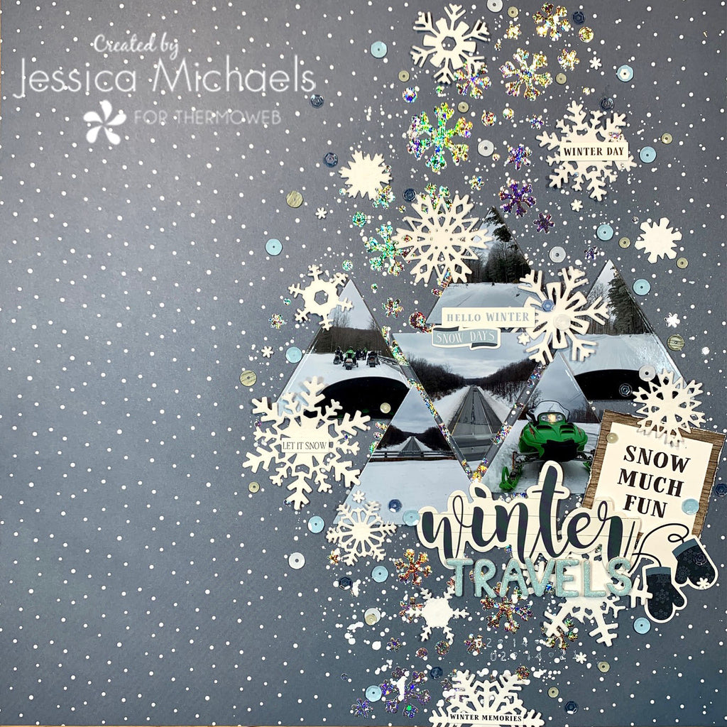 Winter Travels - Scrapbook Page with Foil, Flock, and Blanco Gel