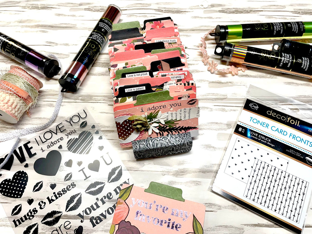 Valentine Junk Journal Rolodex with Adhesive Transfers