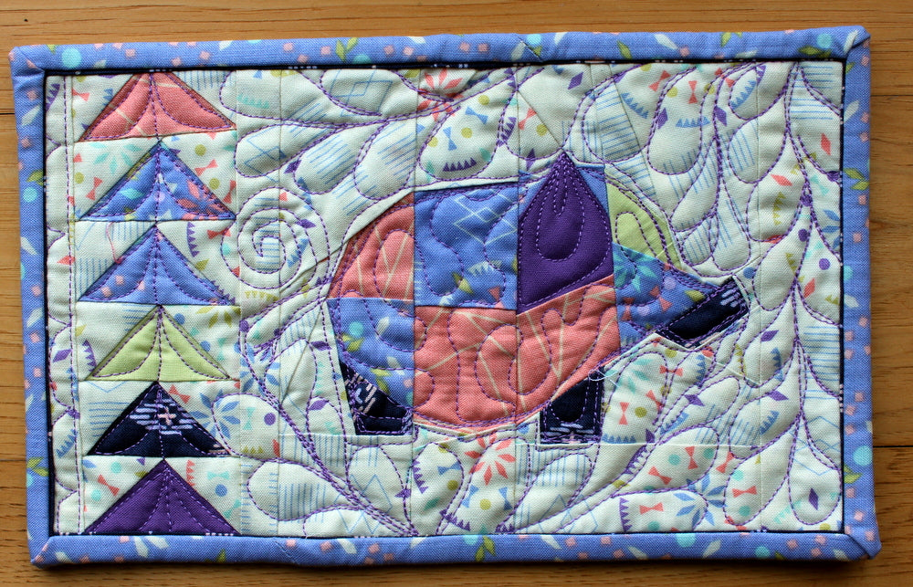 Chubby Elephant Mug Rug Featuring StitchnSew Quilt Block Sheets