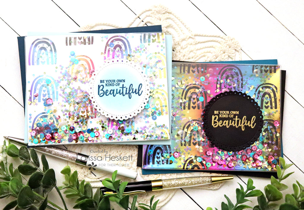 Rainbows Galore Shaker Cards in both Positive and Negative Designs!!