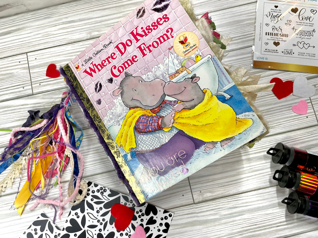 Where Do Kisses Come From Junk Journal (Little Golden Book) with Deco Foil