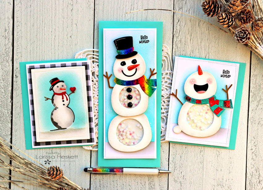 Charming Snowman Shaker Cards using Deco Foil and Deco Foil Flock!!